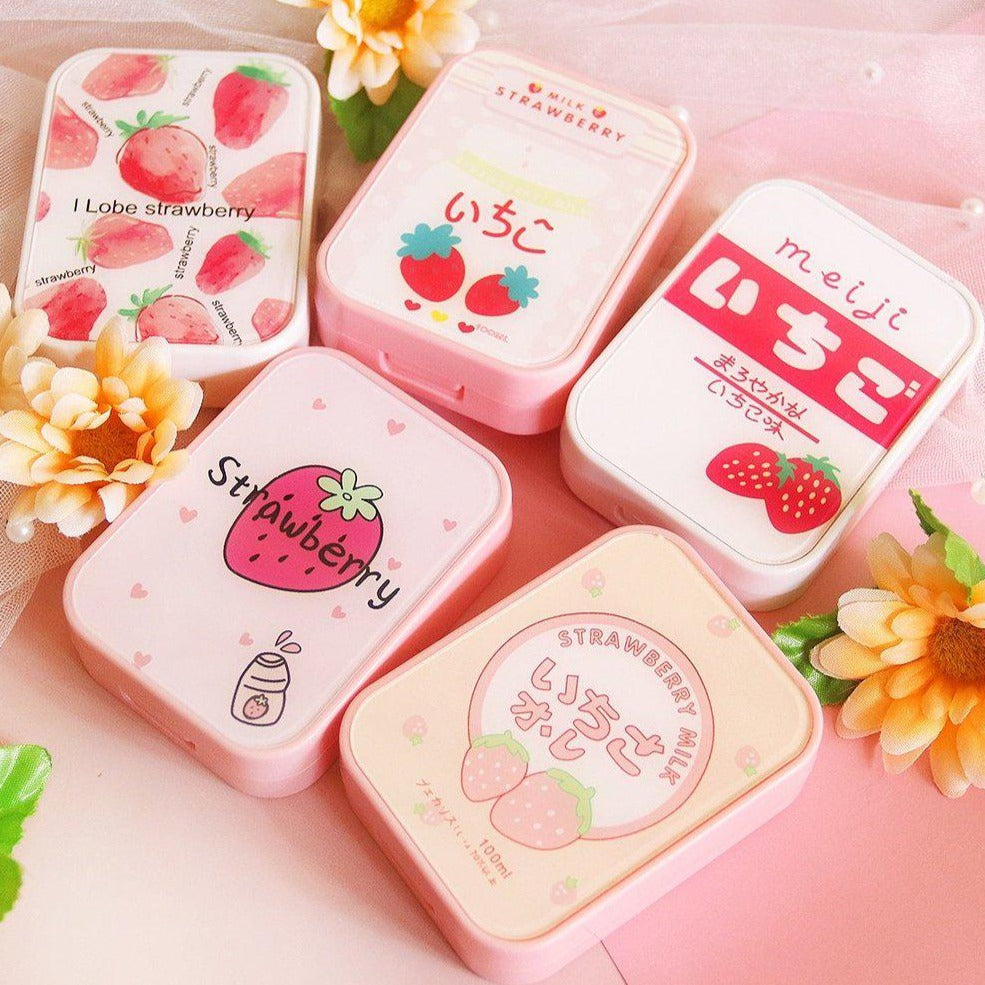 2 in 1 Strawberry Design Rectangular Lens Case Set *Random Design