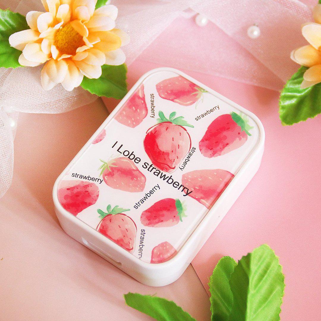 2 in 1 Strawberry Design Rectangular Lens Case Set *Random Design