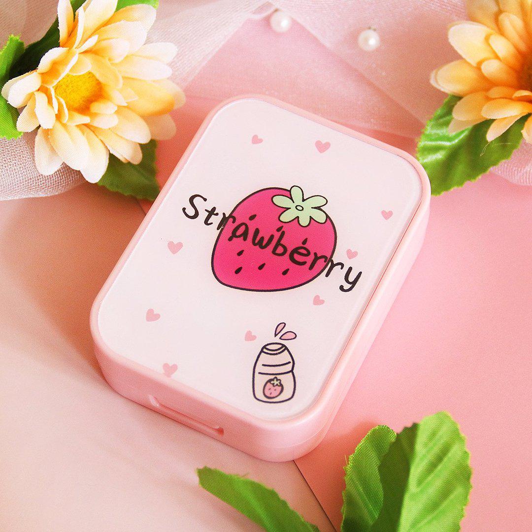 2 in 1 Strawberry Design Rectangular Lens Case Set *Random Design