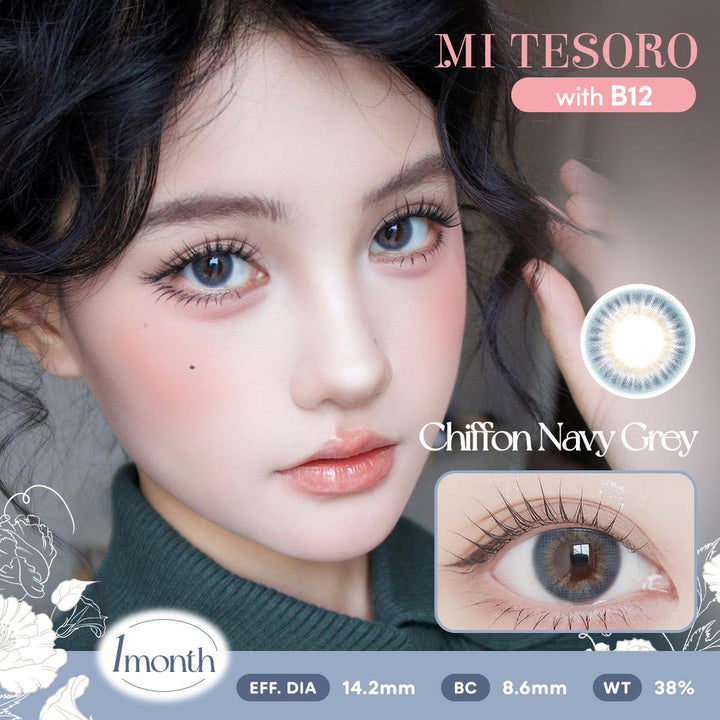 Chiffon Navy Grey-Mi Tesoro Monthly Color Con 2pcs