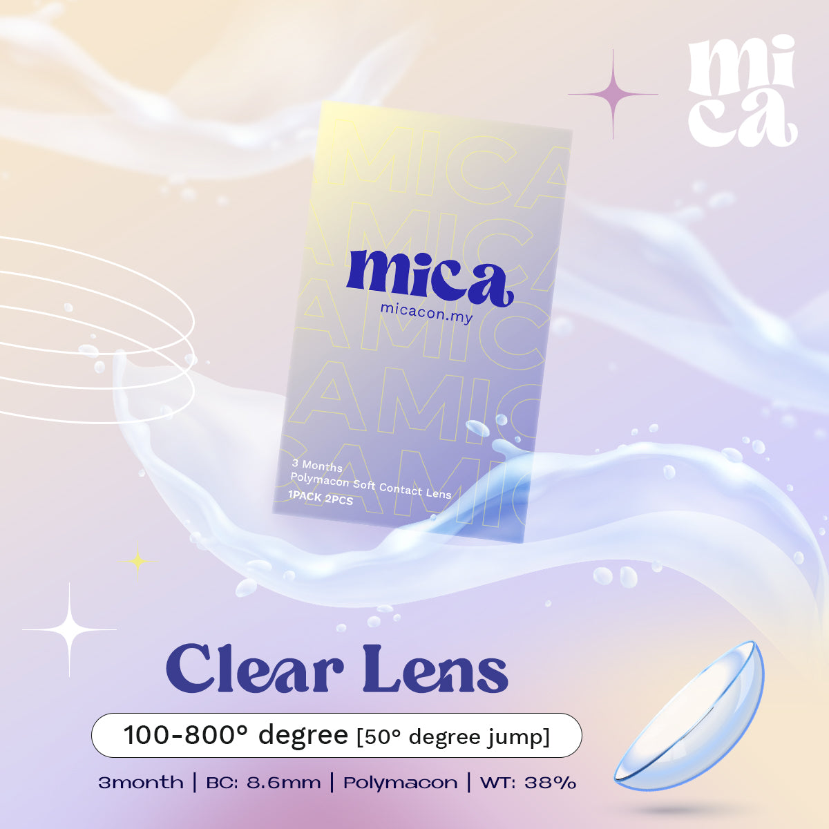Transparent Clear Lens  100-800