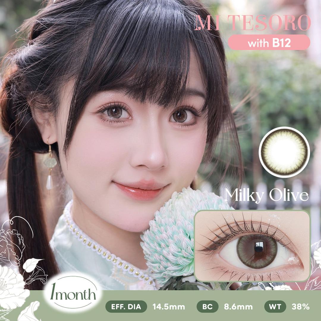 Milky Olive-Mi Tesoro Monthly Color Con 2pcs (Eff dia:14.5mm)