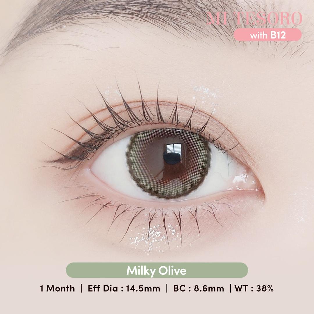 Milky Olive-Mi Tesoro Monthly Color Con 2pcs (Eff dia:14.5mm)