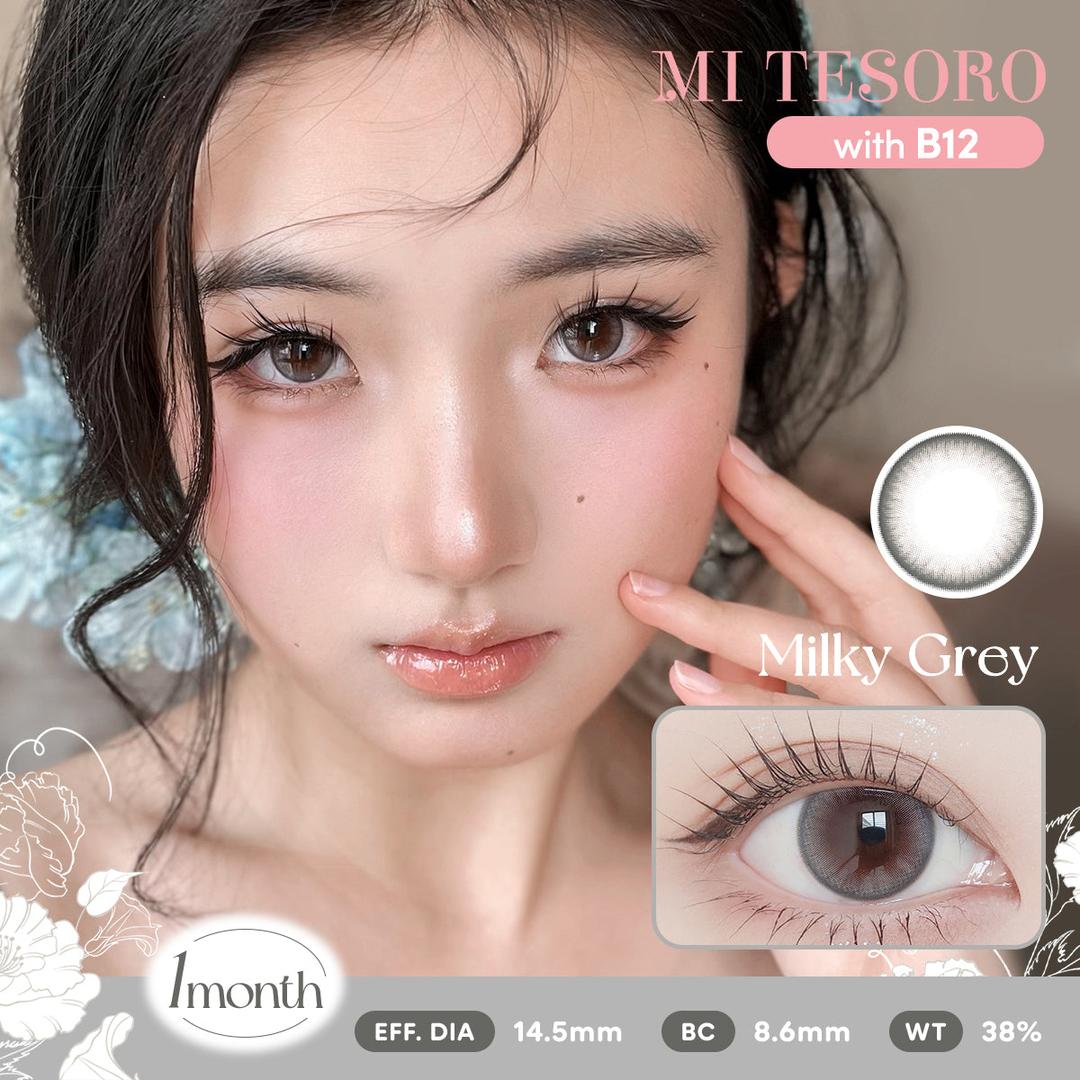 Milky Grey-Mi Tesoro Monthly Color Con 2pcs (Eff dia:14.5mm)